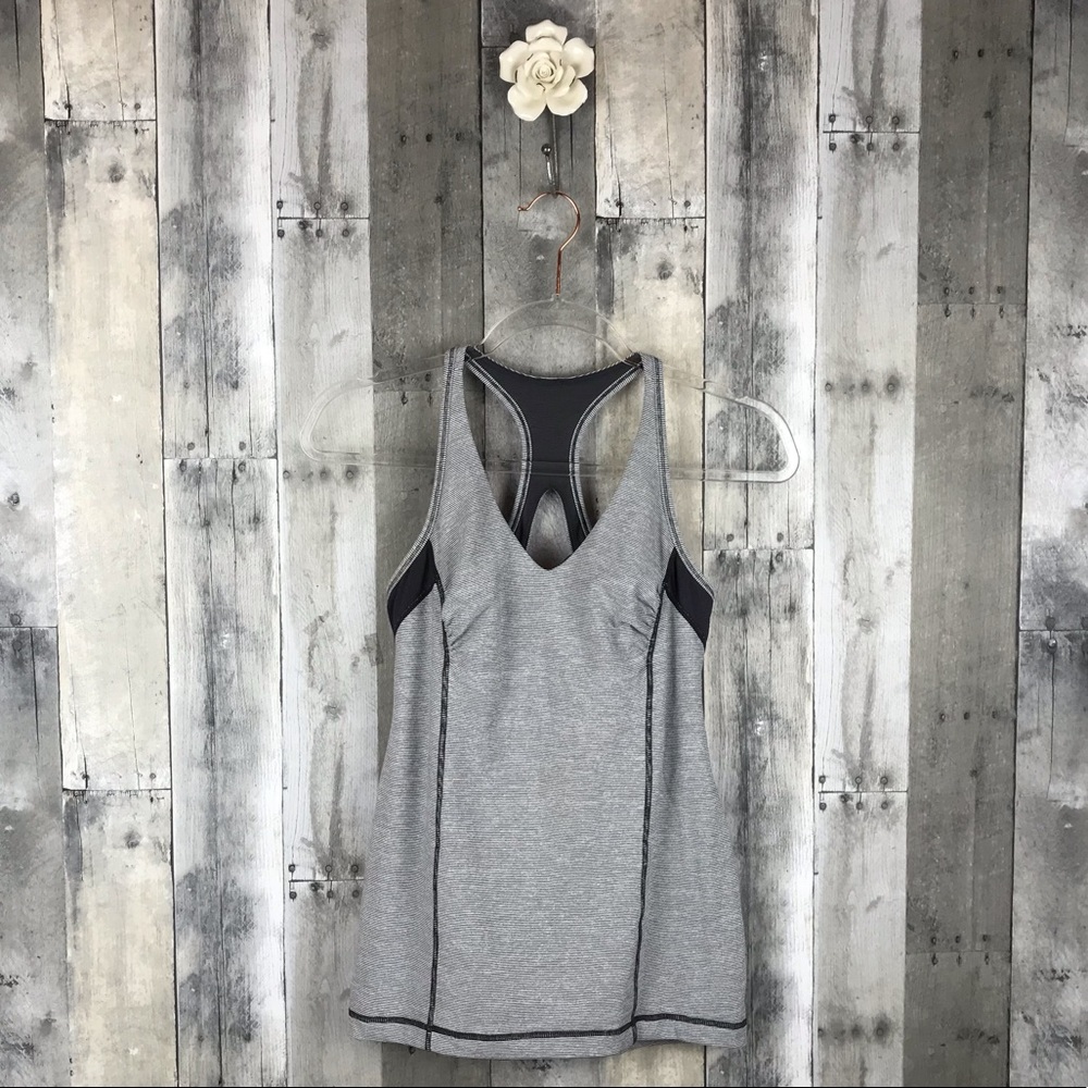 Lululemon Get Fit Tank Deep Indigo Stripe Sz 8 EUC